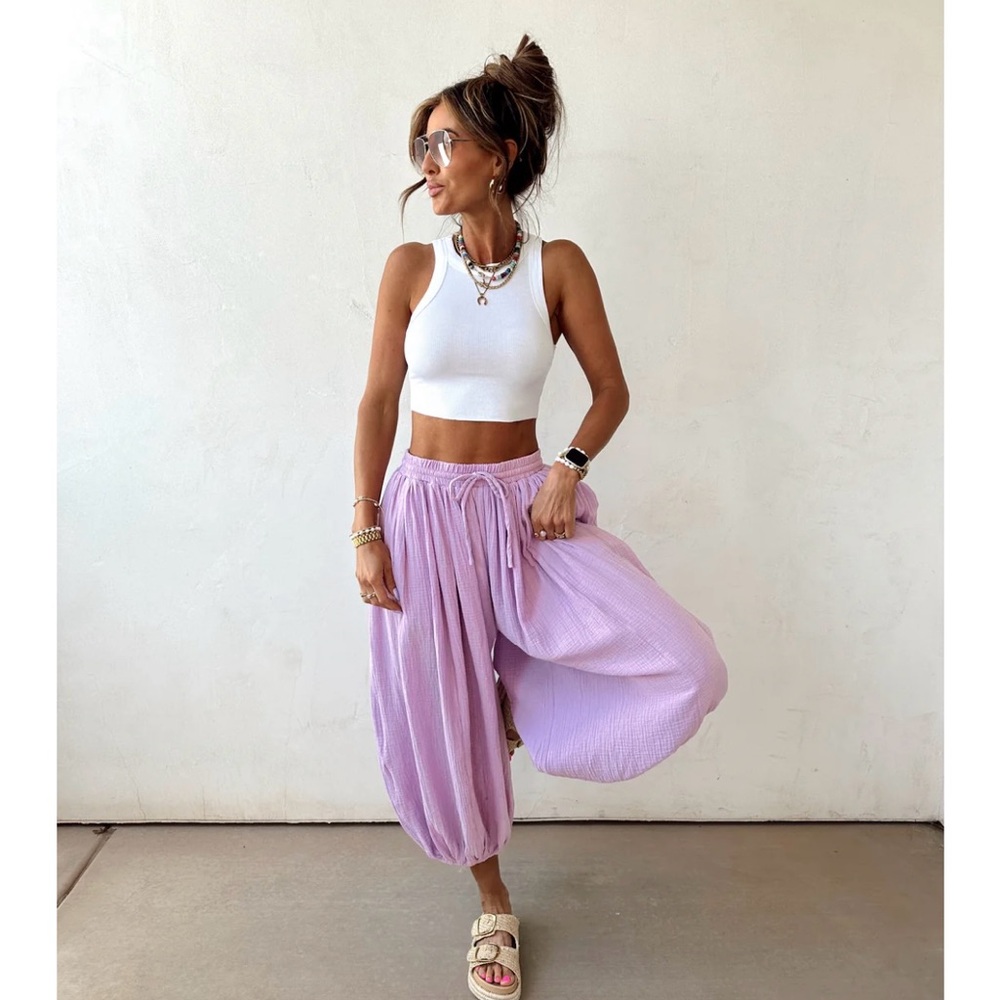 Stylish pink/Lavender Wide Leg Pants L
